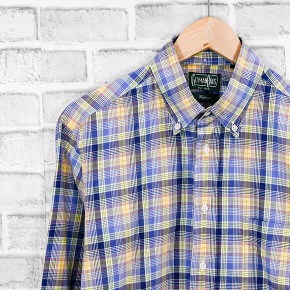 GITMAN BROS Vintage Men's Button Down Shirt Multi Plaid cotton size M Made in US - Picture 2 of 6